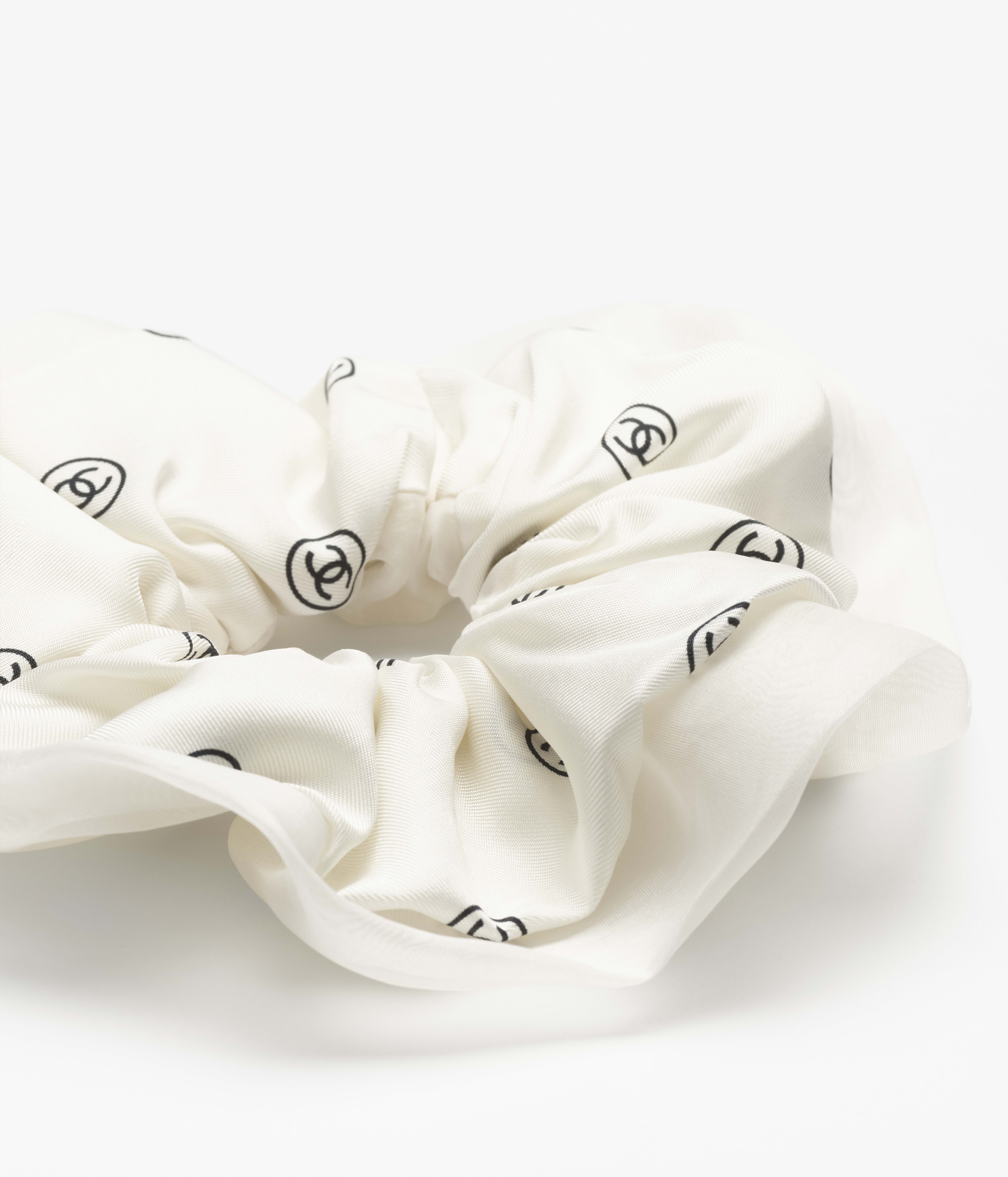 ヘア アクセサリー - シルク ツイル、ホワイト & ブラック