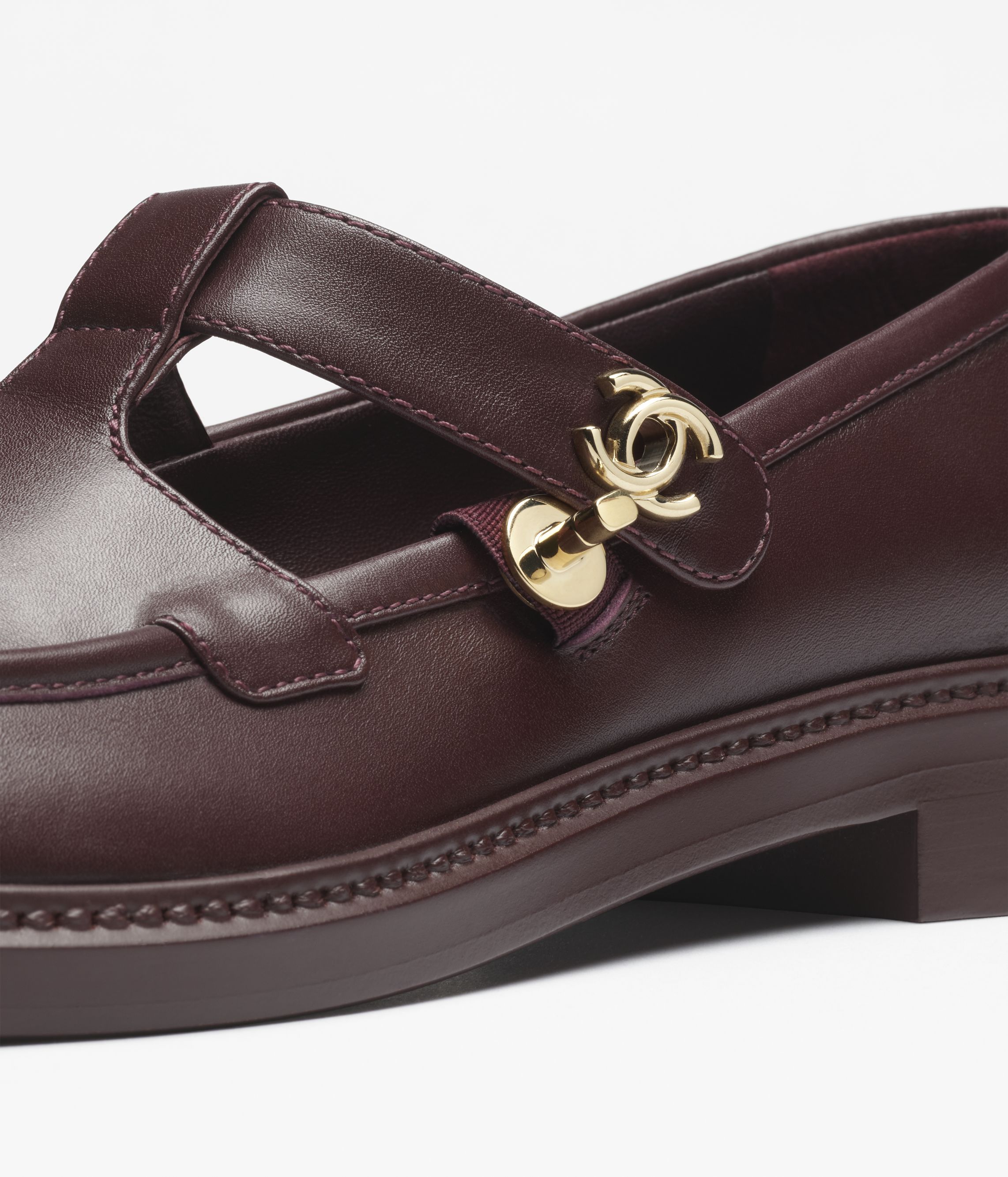 ローファー - カーフスキン、バーガンディー — ファッション | CHANEL