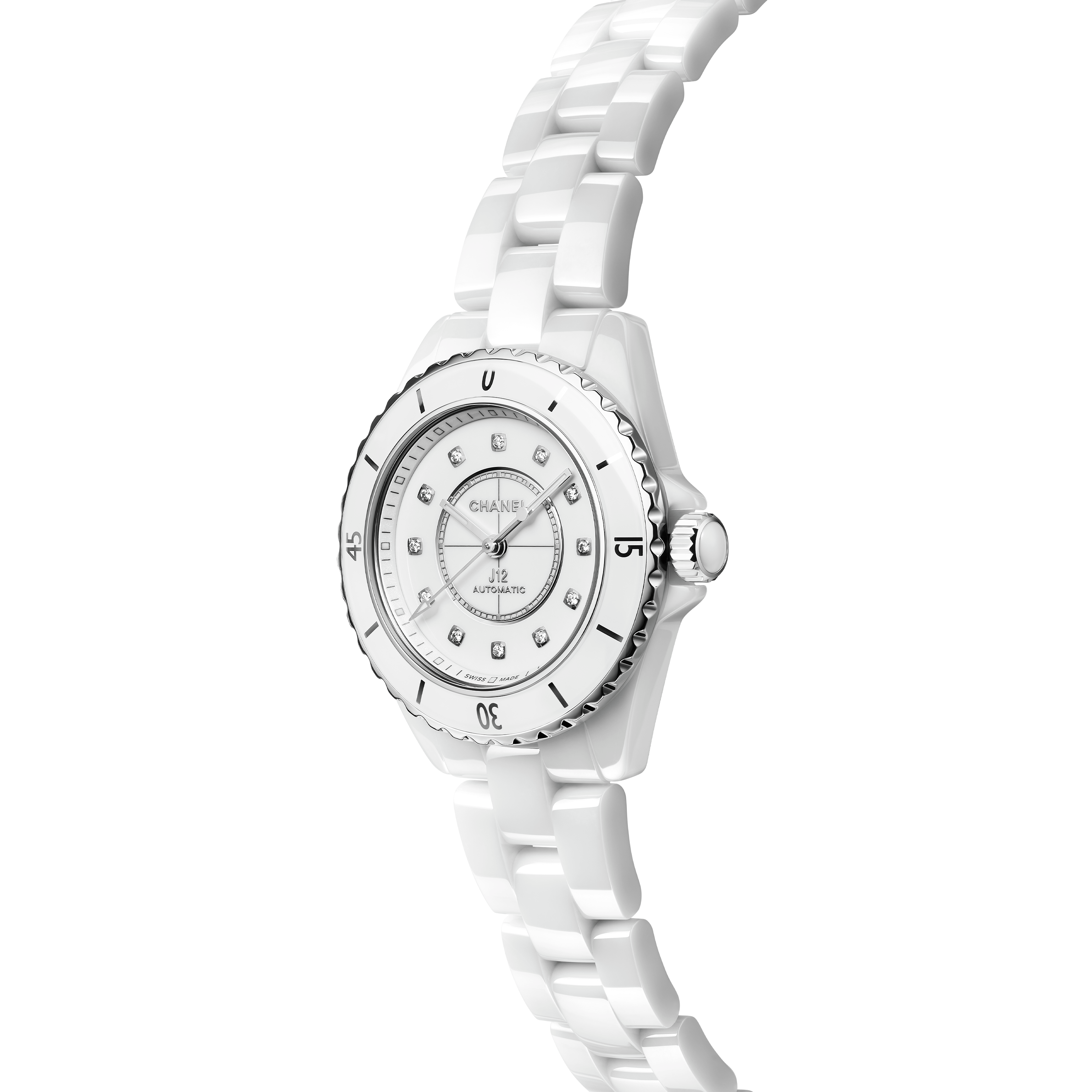 J12 Watch, 33 mm - White ceramic & Steel - H5704 | CHANEL
