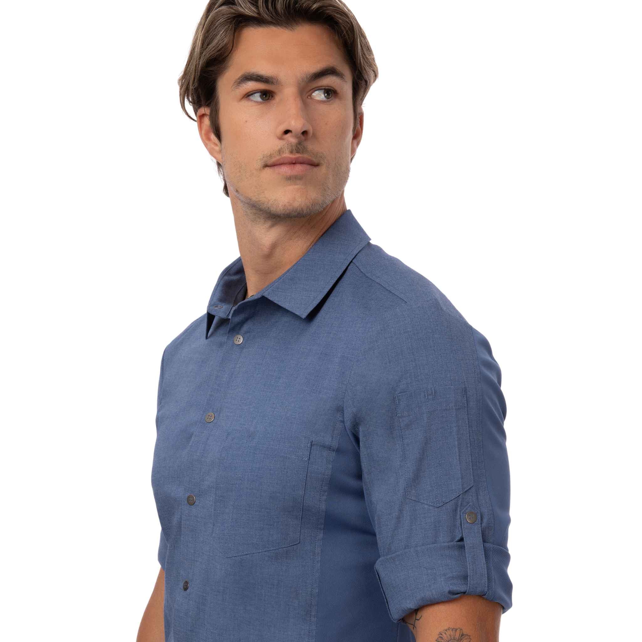 セビリア」ブルー 長袖シャツ｜飲食店ユニフォーム｜Chef Works — Chef