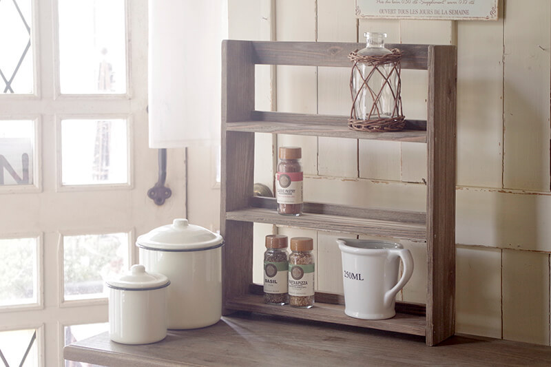 ヴィンテージ風木製3段ラック｜アンティーク調インテリア雑貨｜通販