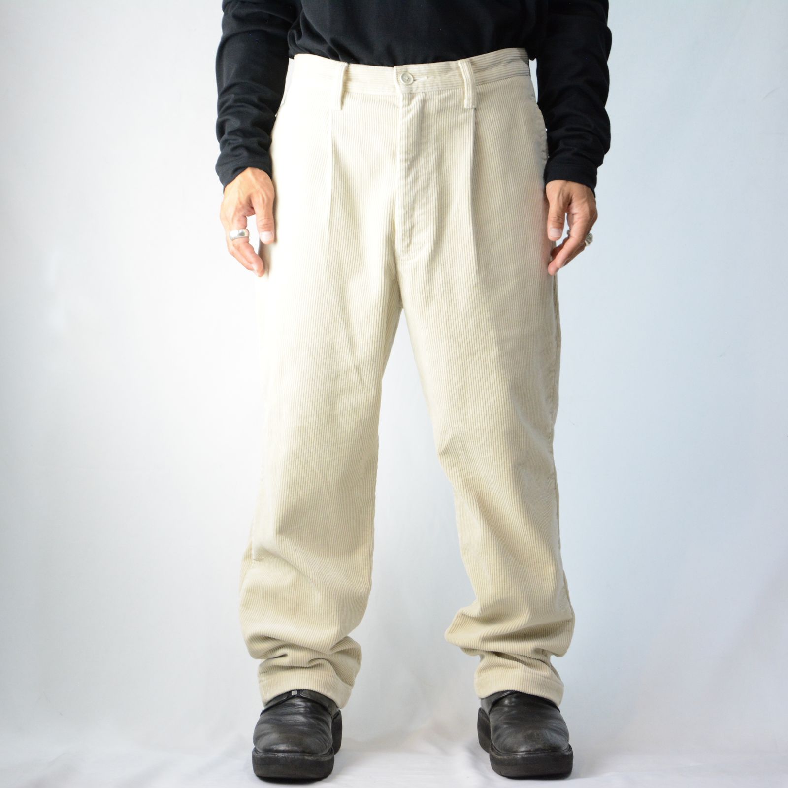 Porter Classic - CORDUROY STRAIGHT PANTS (OFF WHITE) コーデュロイ