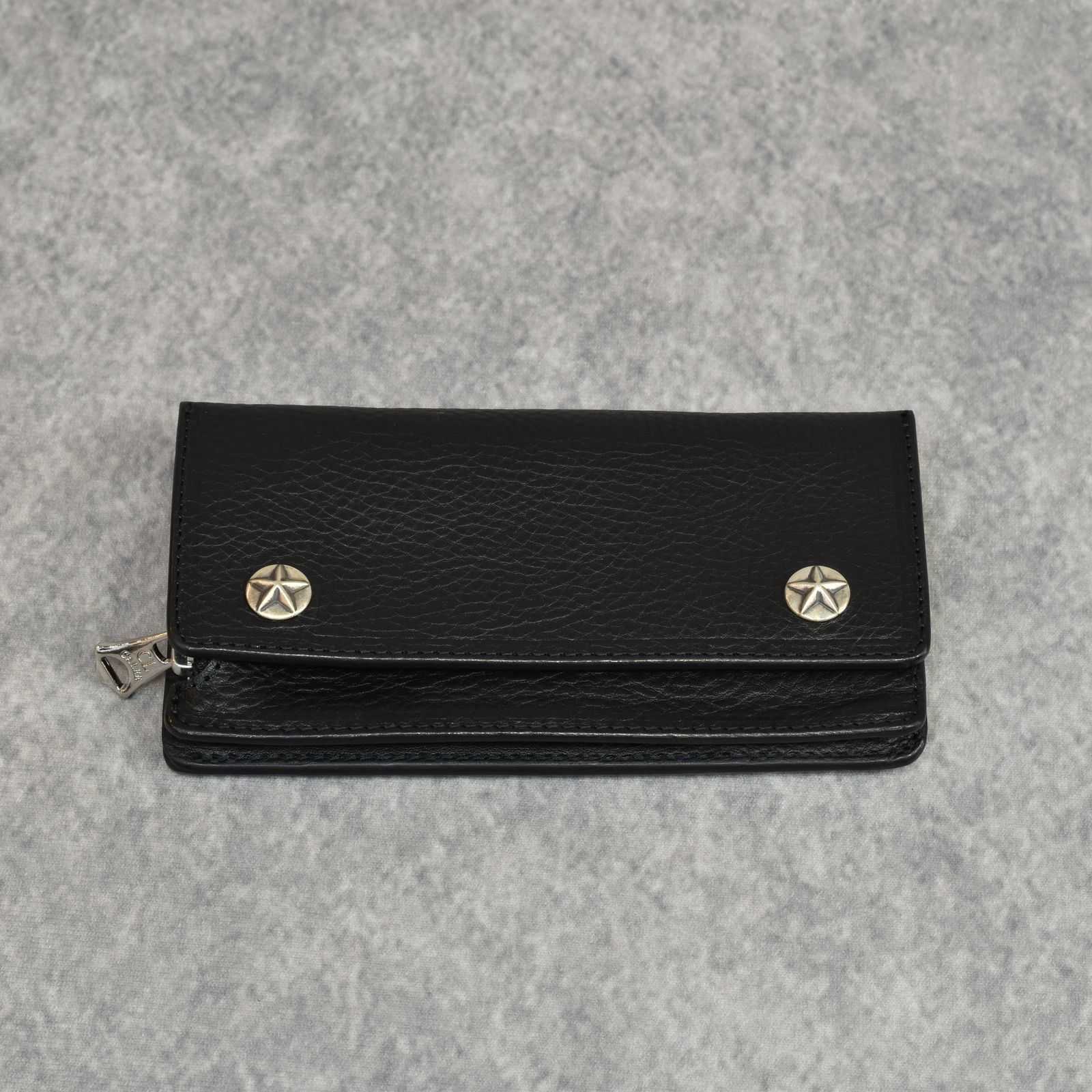 CALEE - SILVER STAR CONCHO LEATHER LONG WALLET (BLACK)｜シルバー