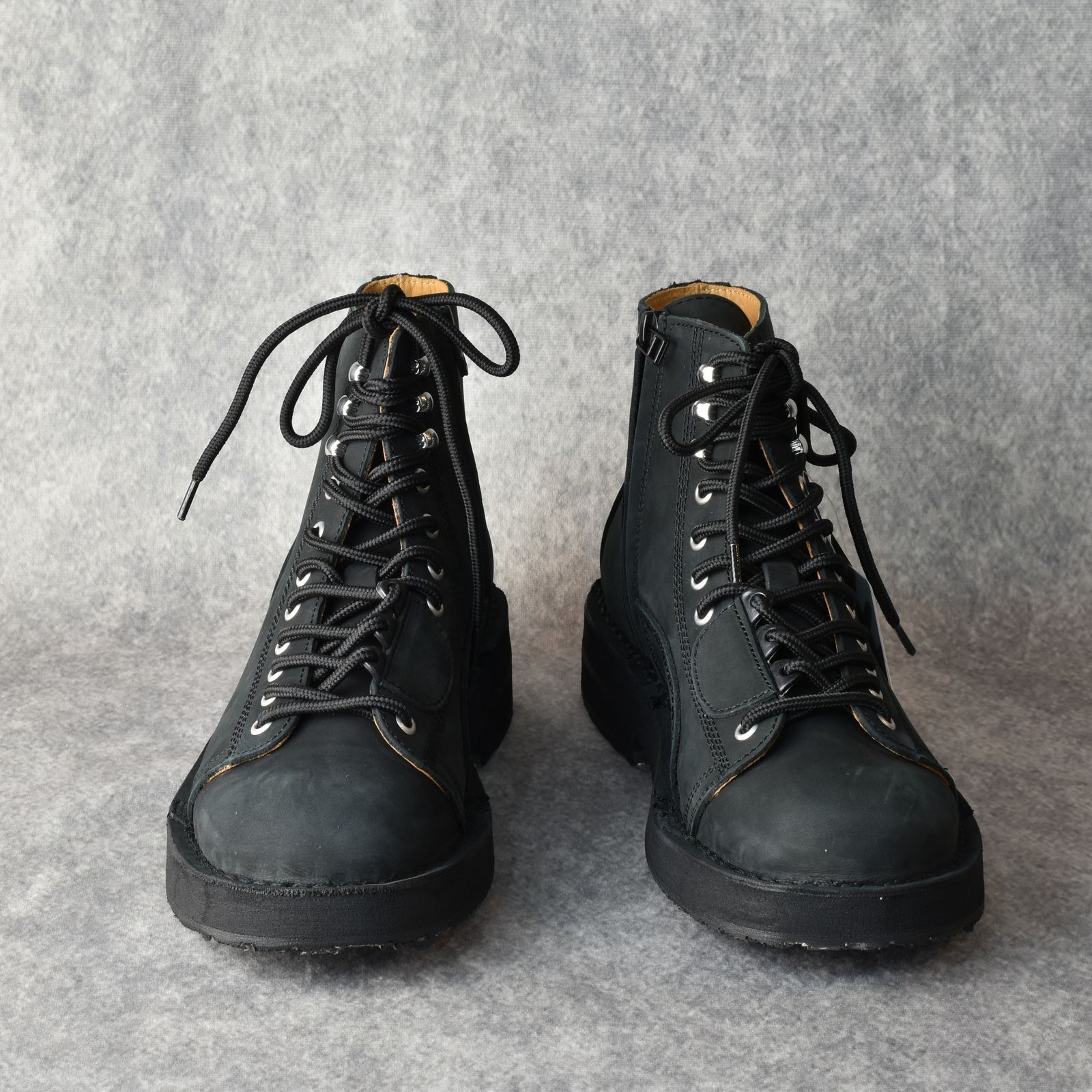 yohji yamamoto - MAT SMOOTH LEATHER ZIP BIKER BOOTS （BLACK