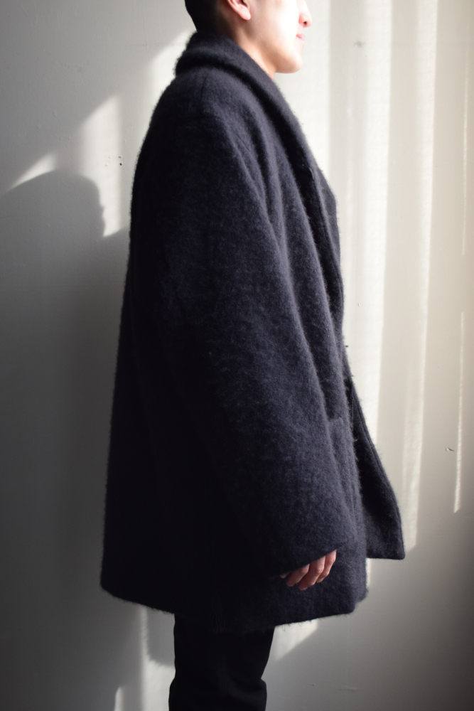 COMOLI (コモリ) カシミヤ ショールカラーコート [BLACK]