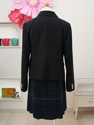 バーバリー 紺ブレザー青系チェックスカートの上品なスーツ 160