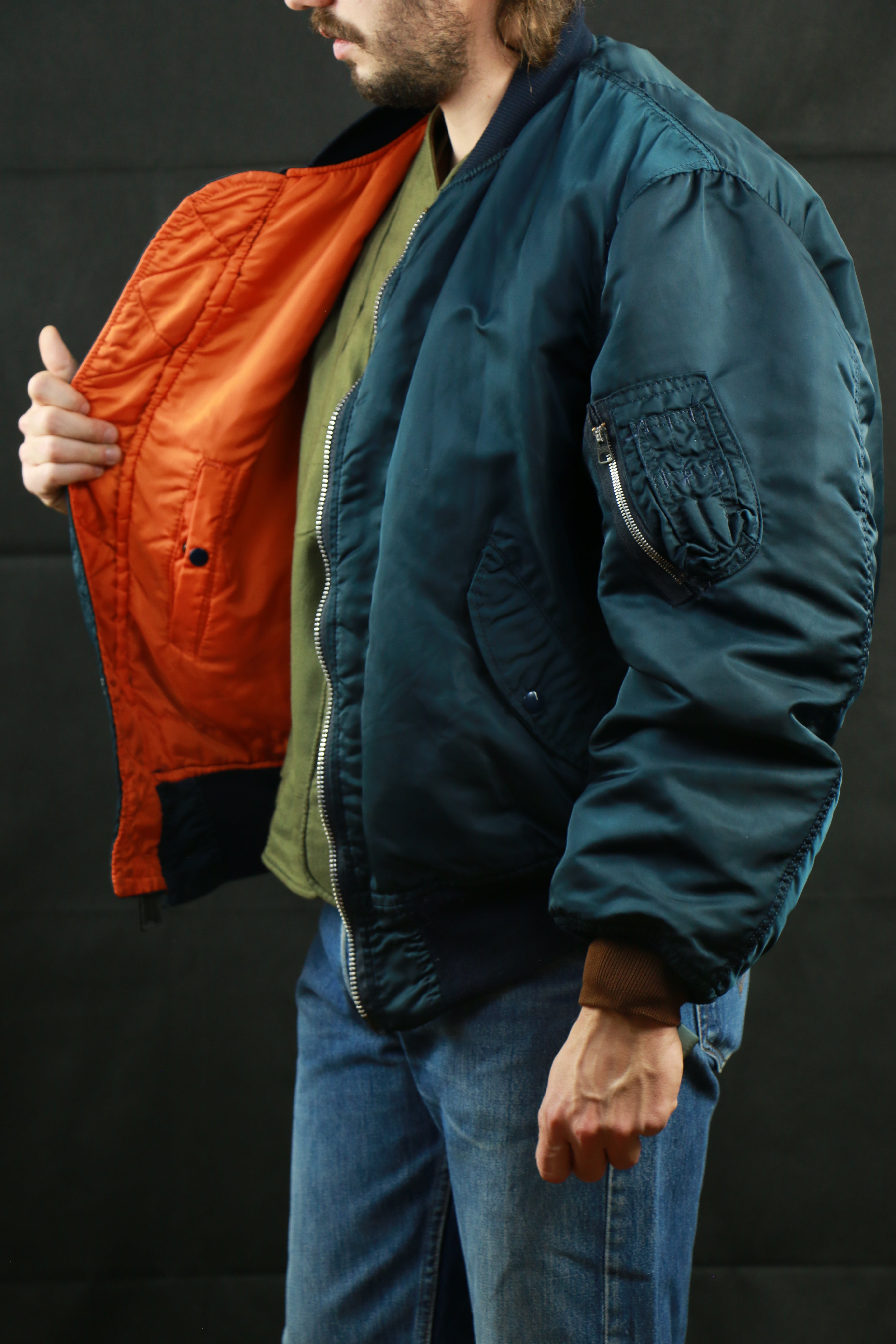 Alpha Bomber Jacket MA-1 Blue ~ Vintage Store Clochard92.com