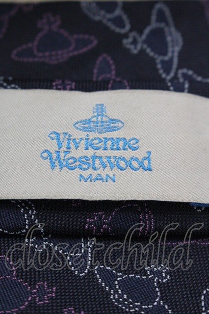 ヴィヴィアンウエストウッド MAN 中古 / オーブ総柄ネクタイ 青 I-25