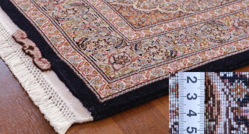 ペルシャ絨毯 タブリーズ産 玄関マット cp19855 ウール＆シルク、マヒ