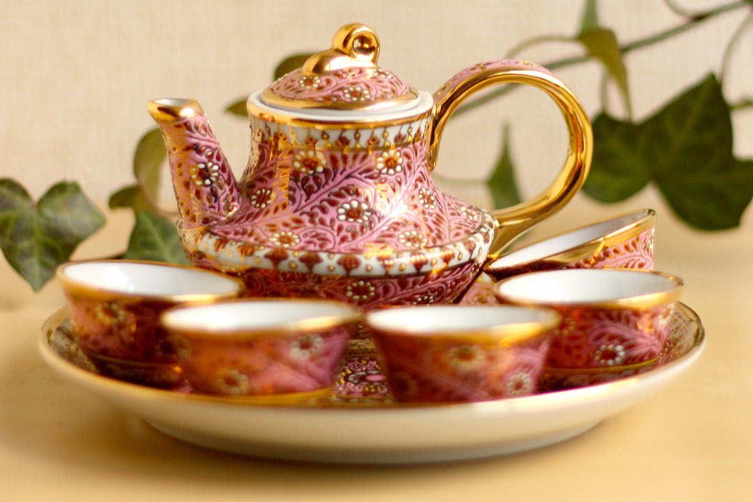 ベンジャロン焼 ティーセット ピンク - CRAFTS DESIGN