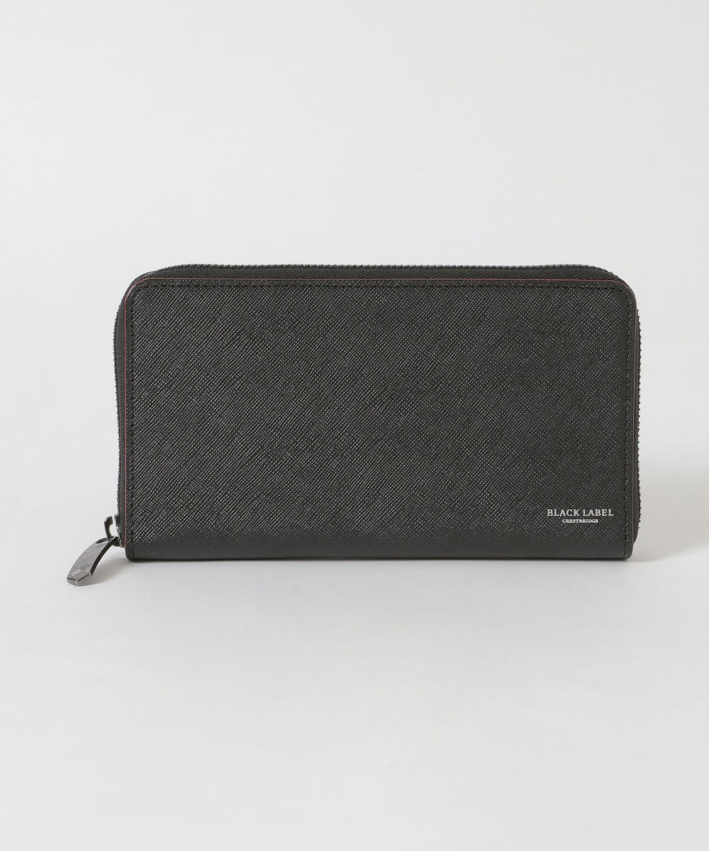 バイカラークレストブリッジチェックラウンドジップウォレット