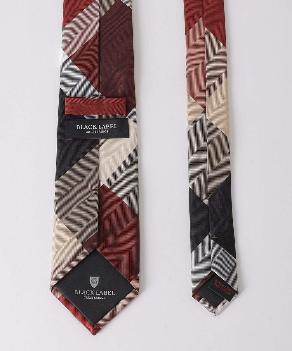 ヘリンボーンクレストブリッジチェックタイ（ネクタイ/チーフ）｜BLACK