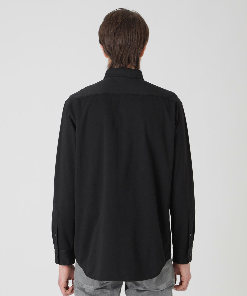 シャドーチェックニットドッキングシャツ（カジュアルシャツ）｜BLACK