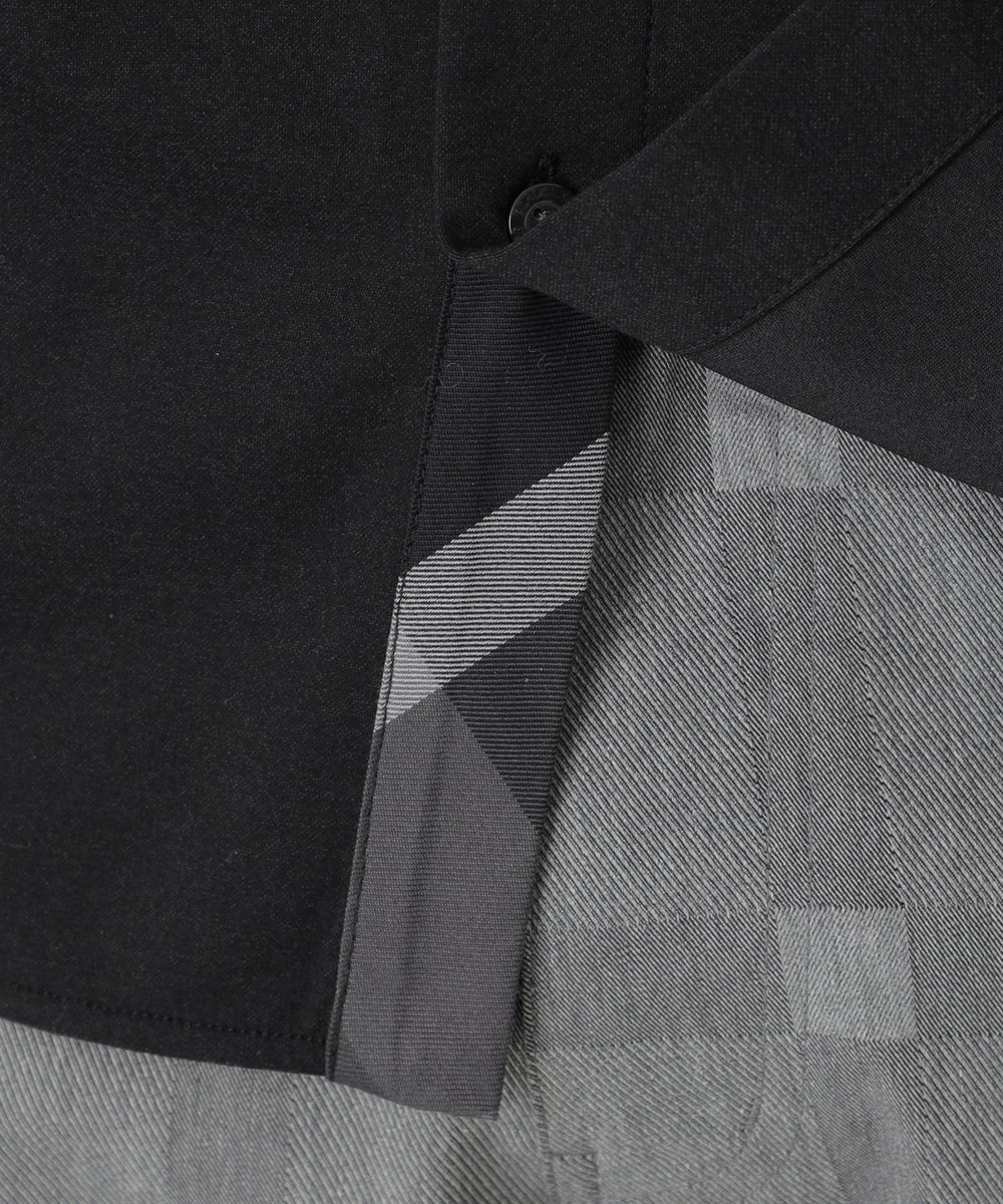 シャドーチェックニットドッキングシャツ（カジュアルシャツ）｜BLACK