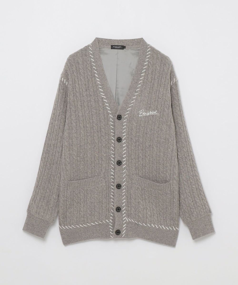 WEB・一部店舗限定】パーシャルチェックケーブルカーディガン（WEB限定