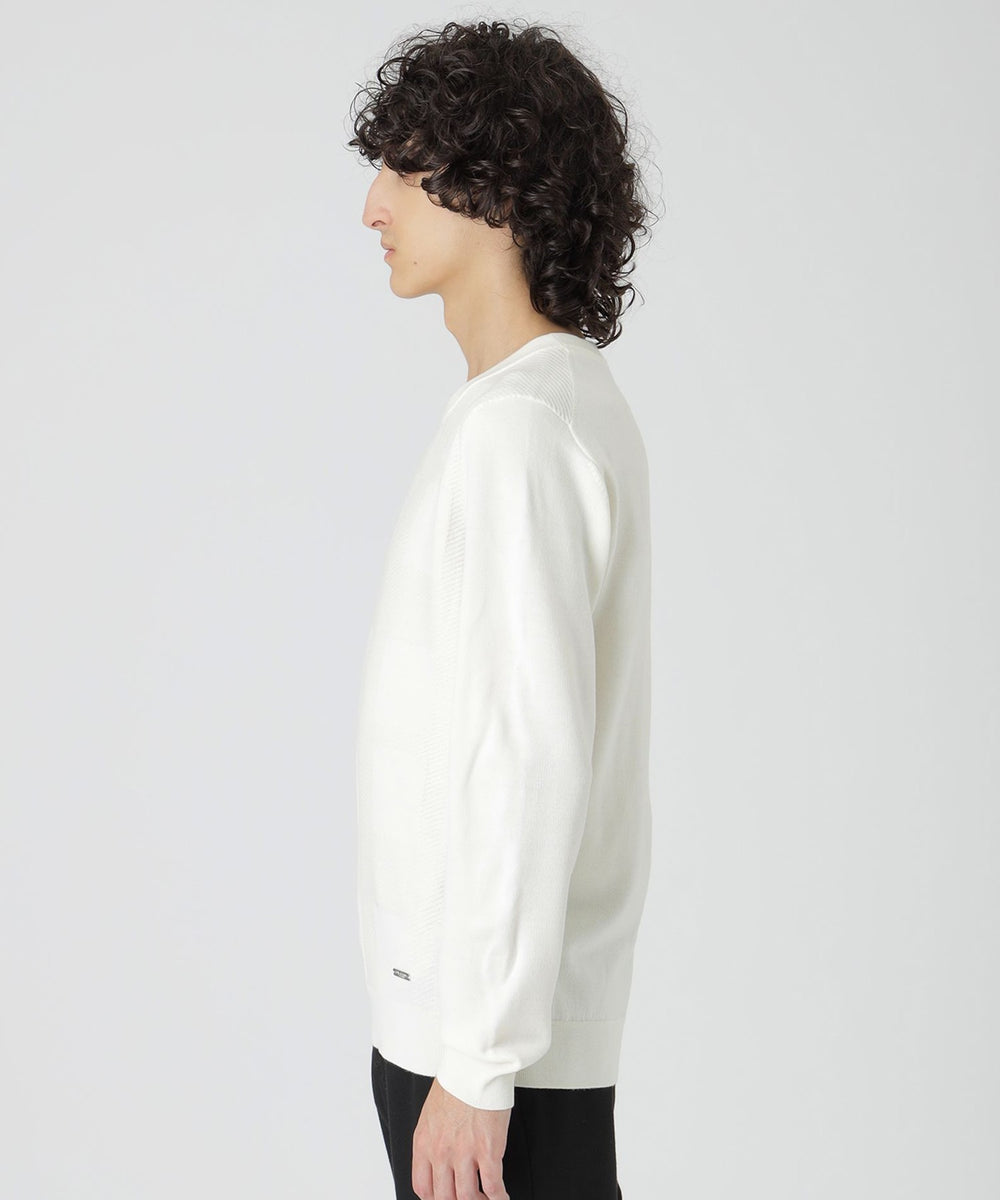 シャドーチェッククルーネックニット（ニットウェア）｜BLACK LABEL