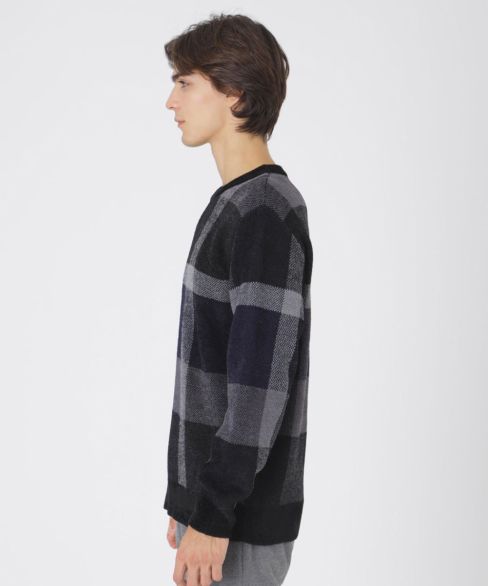 フェザークレストブリッジチェックニット（ニットウェア）｜BLACK