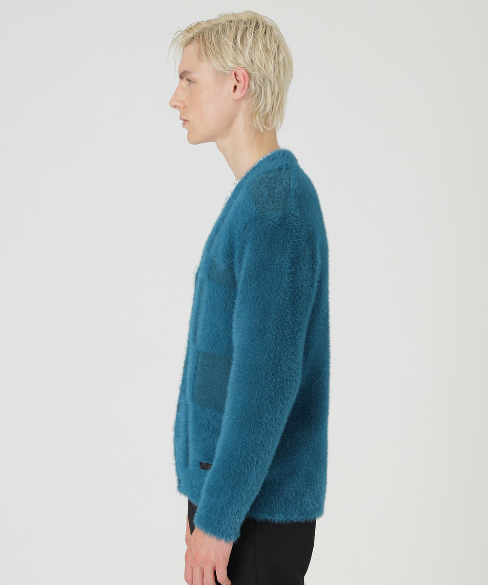 シャドーチェックシャギーニットカーディガン（ニットウェア）｜BLACK