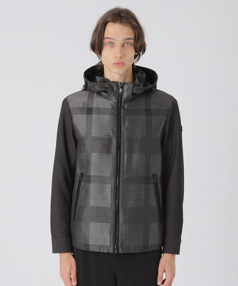 BLACK lab.】シャドーチェックハイブリッドパーカー（ブルゾン