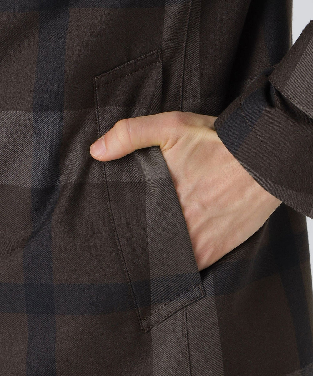 テクニカルウールクレストブリッジチェックステンカラーコート（コート