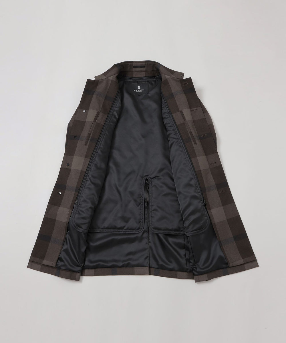 テクニカルウールクレストブリッジチェックステンカラーコート（コート