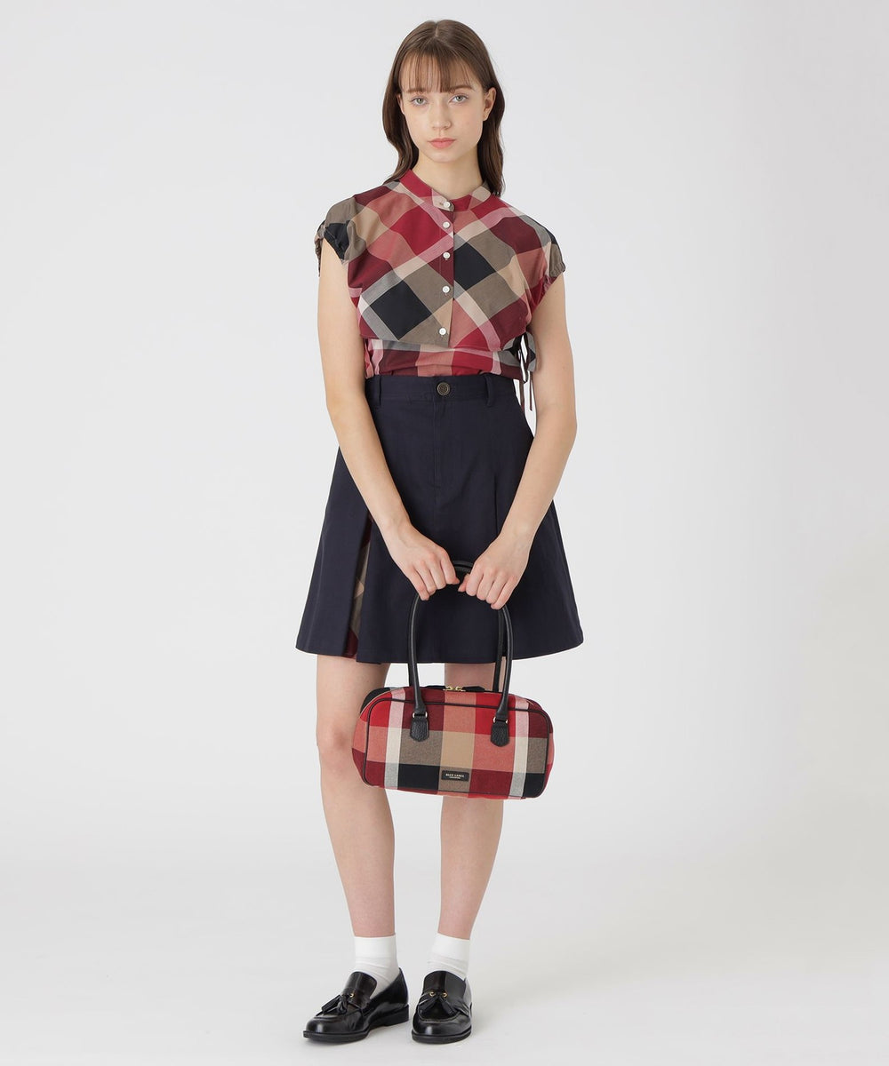 クレストブリッジチェックキャンバスボストンバッグ（バッグ）｜BLUE
