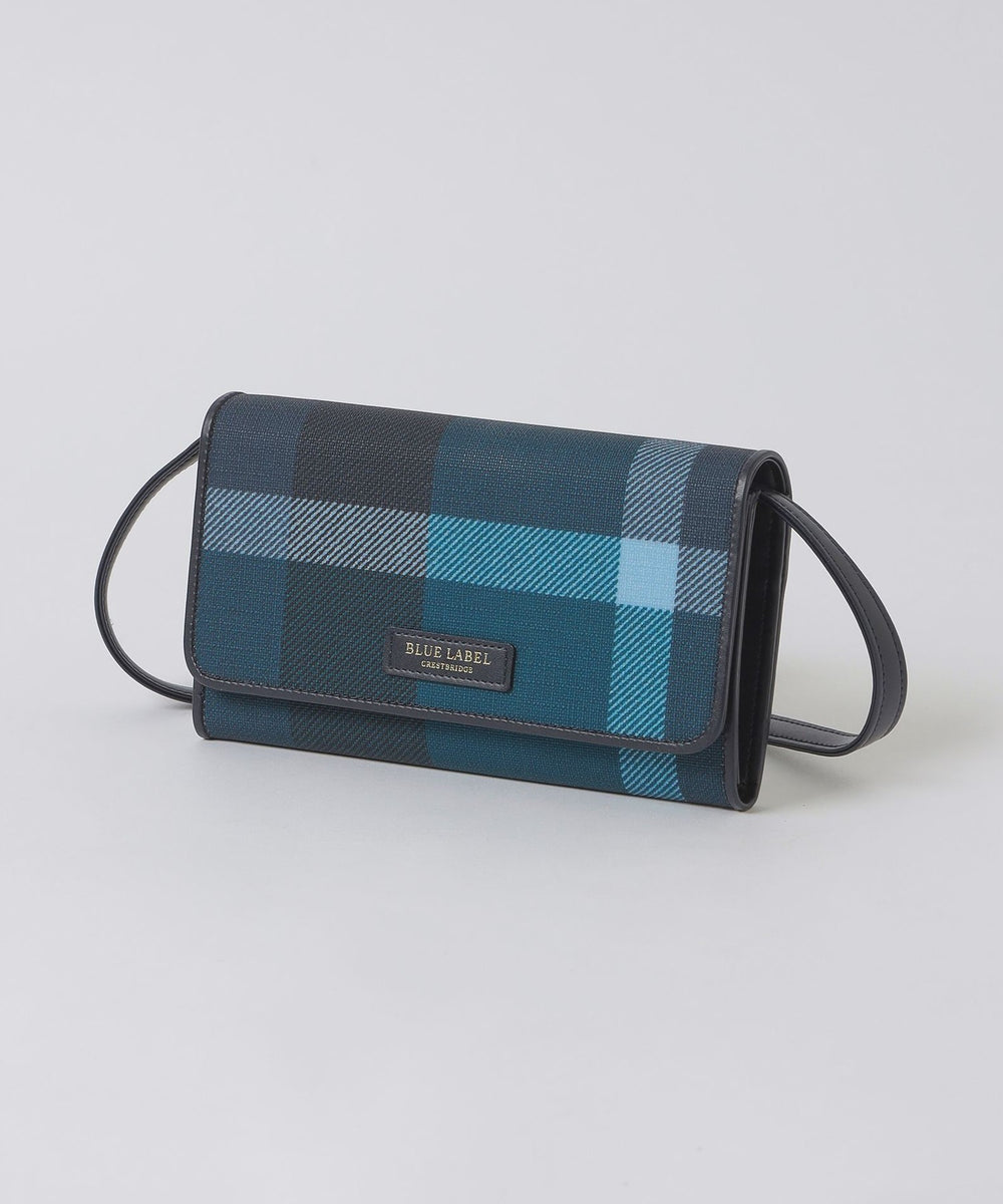 クレストブリッジチェックPVCウォレットショルダー（バッグ）｜BLUE