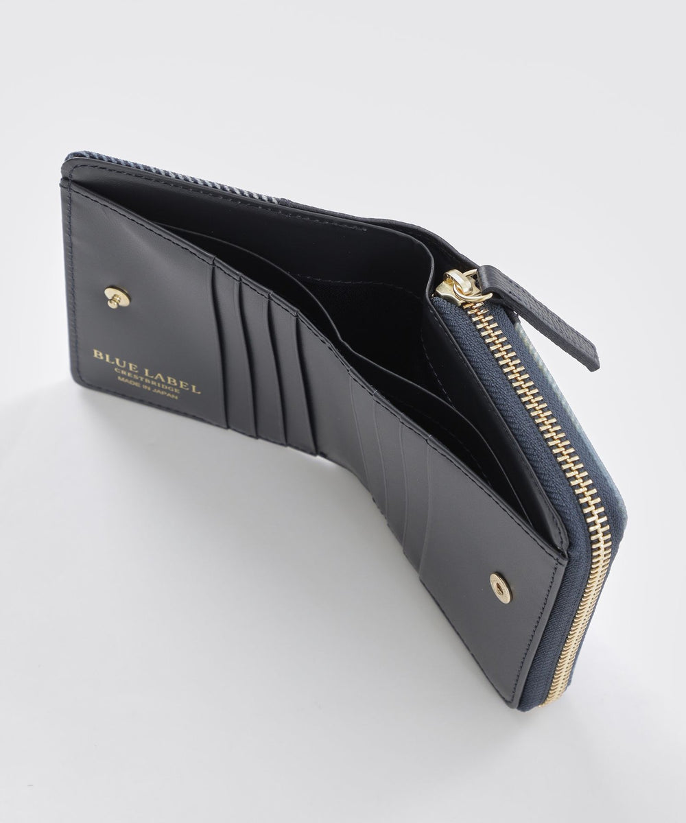 クレストブリッジチェックPVC二つ折り財布（ウォレット/ポーチ）｜BLUE