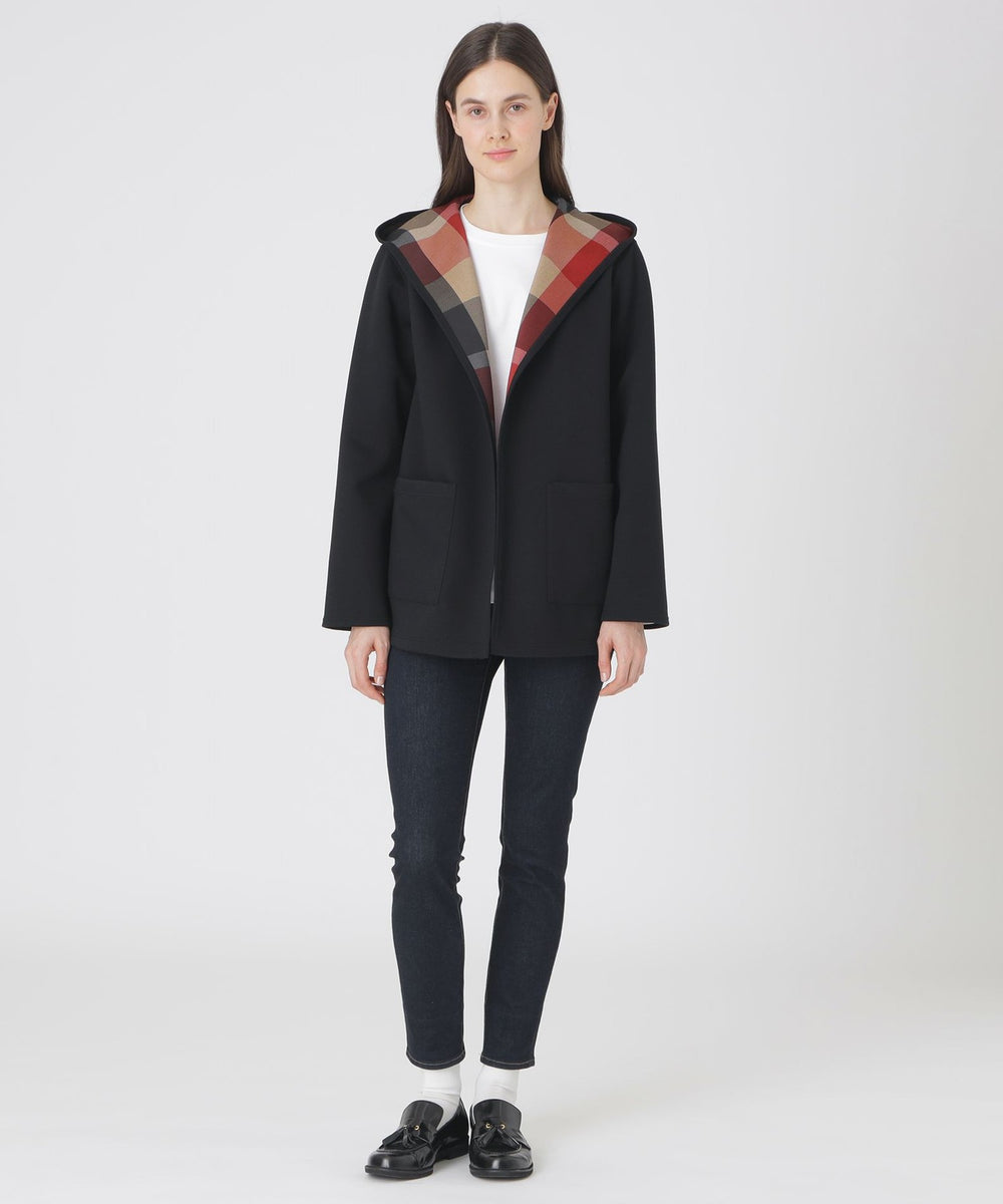 クレストブリッジチェックリバーシブルダンボールミディ丈コーディガン