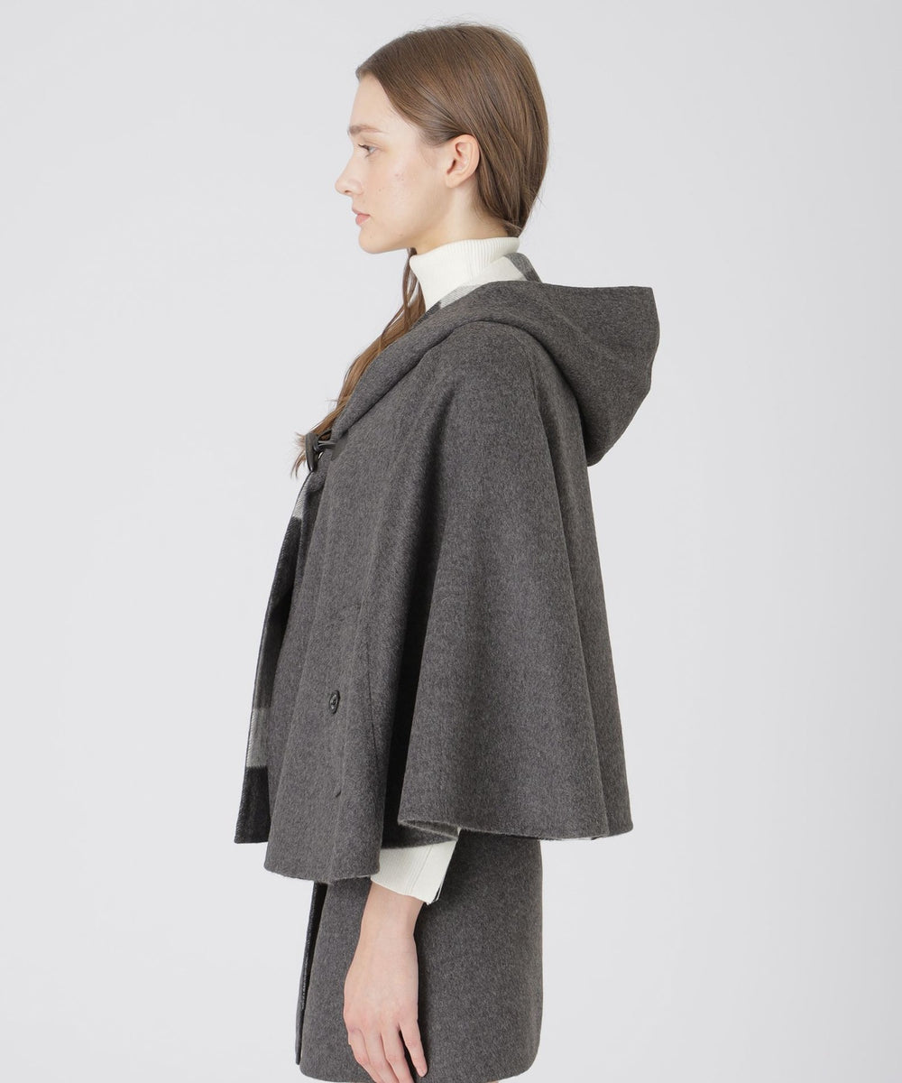 取扱店舗限定】クレストブリッジチェックリバーポリウールケープコート