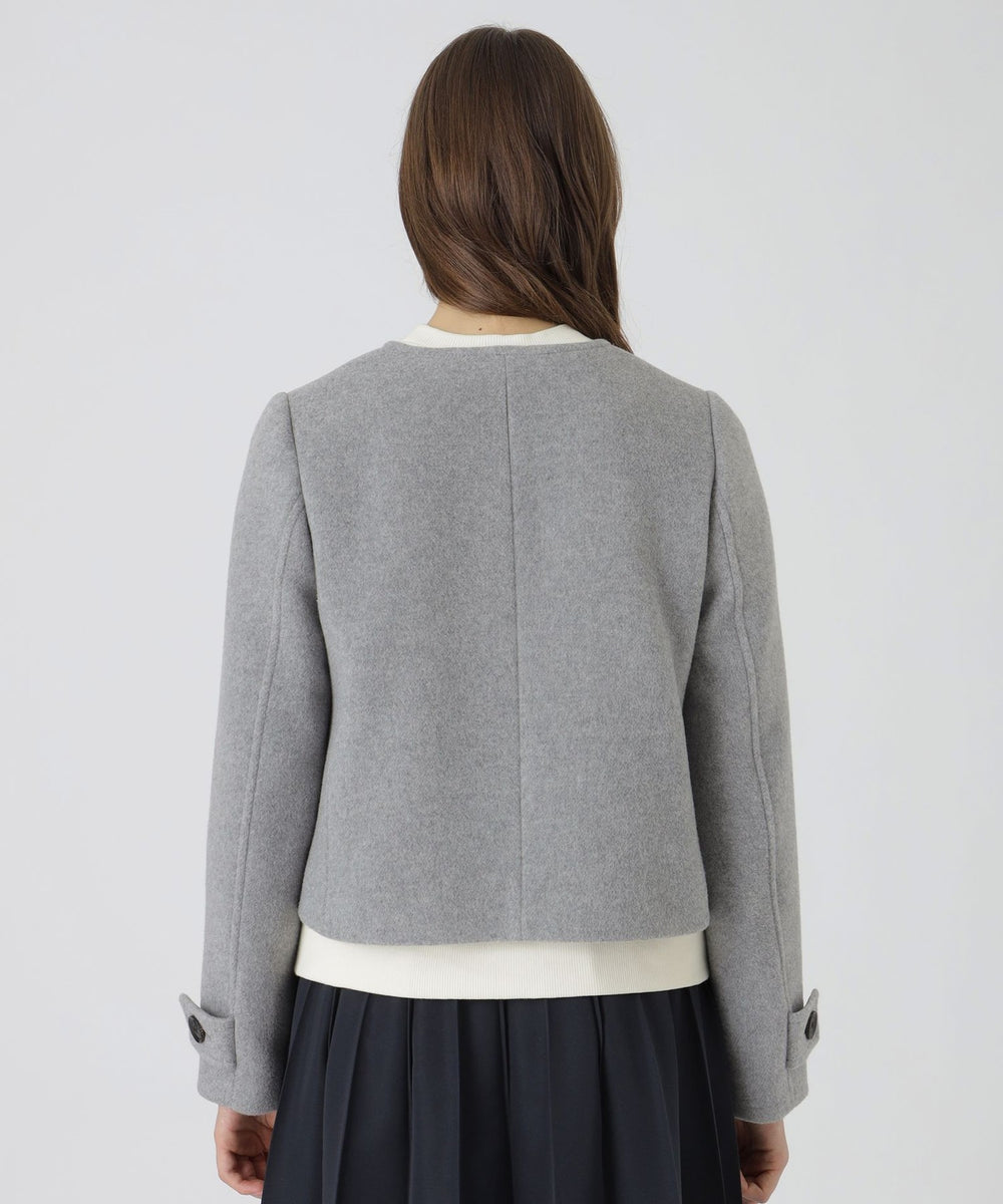 ファインダブルビーバーノーカラージャケット（コート）｜BLUE LABEL