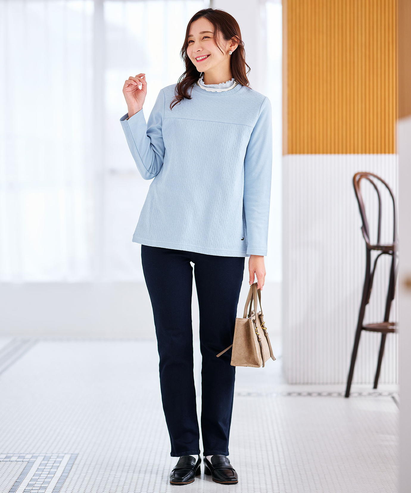 レディース ジャカード 切り替え カットソー通販 [0102-56205