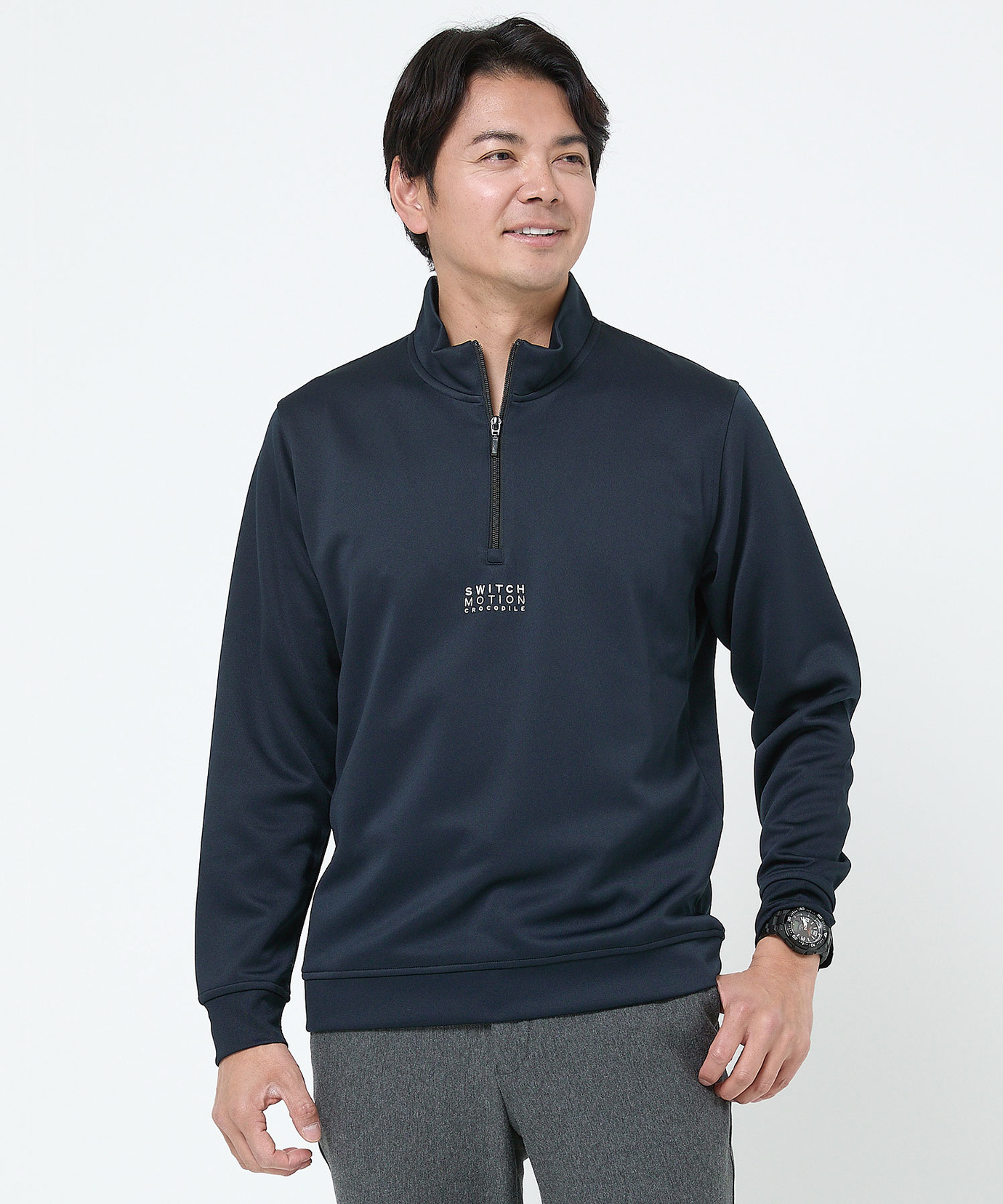 メンズ ロゴ刺繍 ハーフジップ プルオーバー通販 [1502-56277