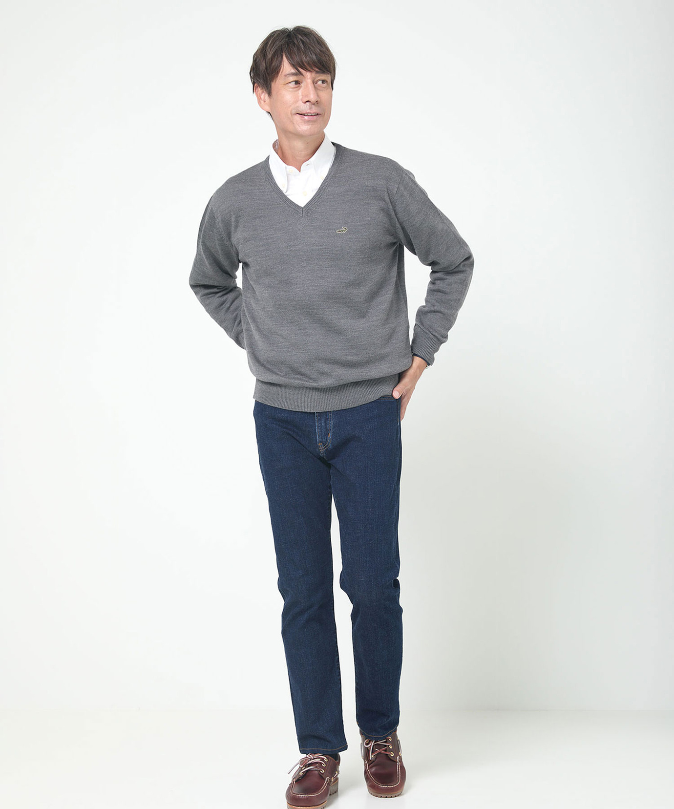 メンズ 10ゲージVネックセーター【洗濯機洗いOK】通販 [1603-06581