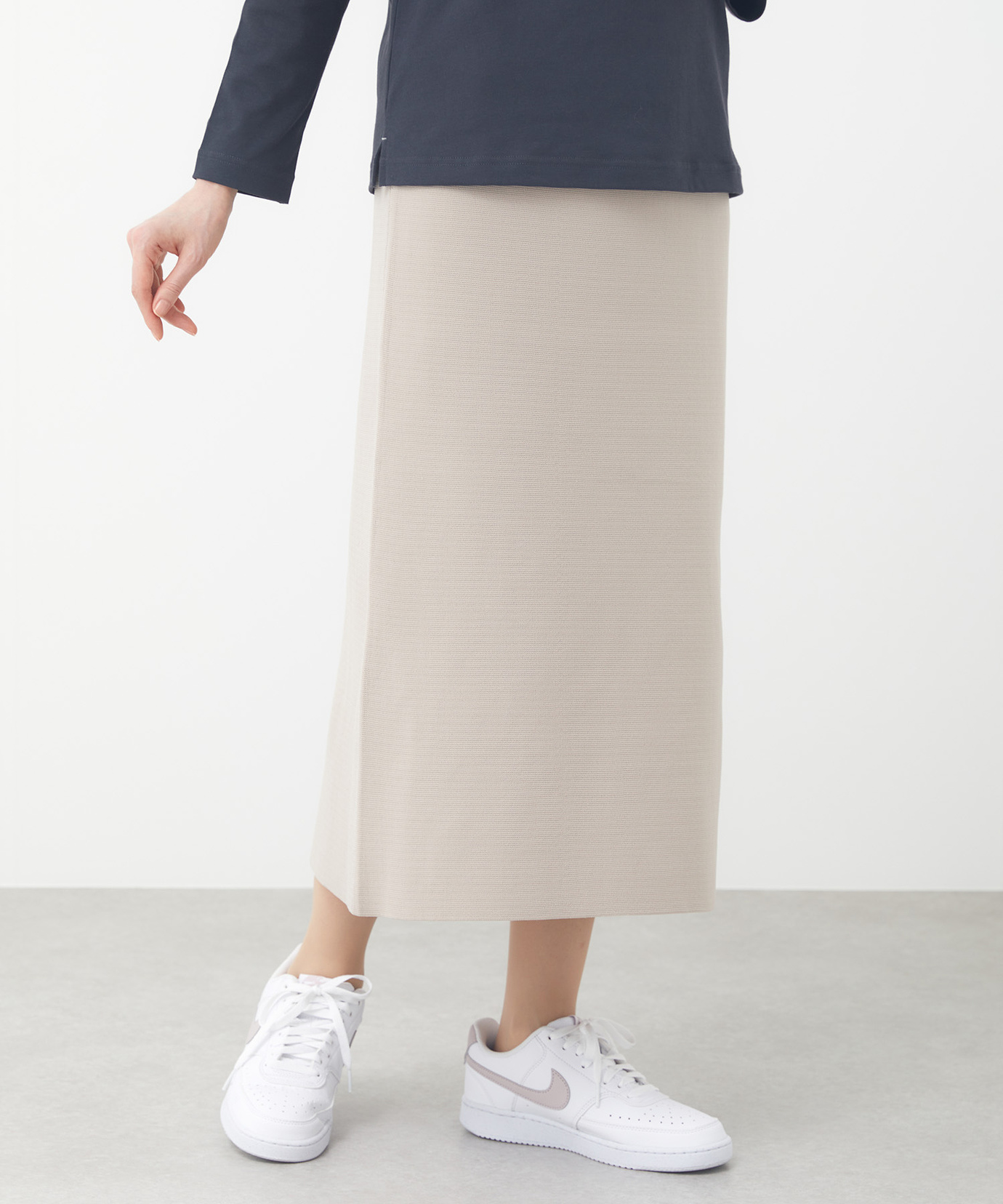 レディース サークルロゴプリント ニット スカート【手洗いOK】通販