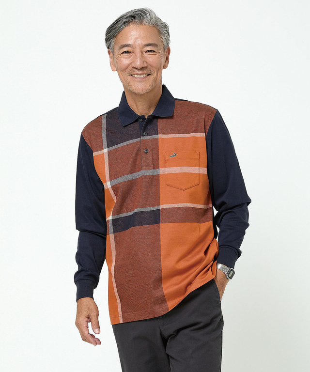 メンズ パネルチェック柄 ポロシャツ通販 [1602-55204] - クロコダイル