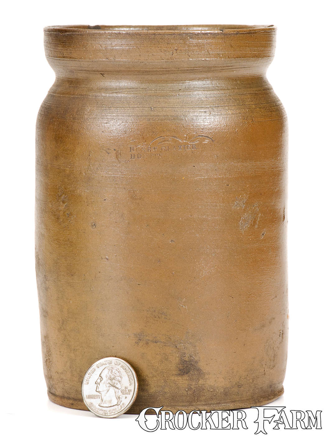Rare HENRY GLAZIER / HUNTINGDON, PA Small-Sized Stoneware Jar