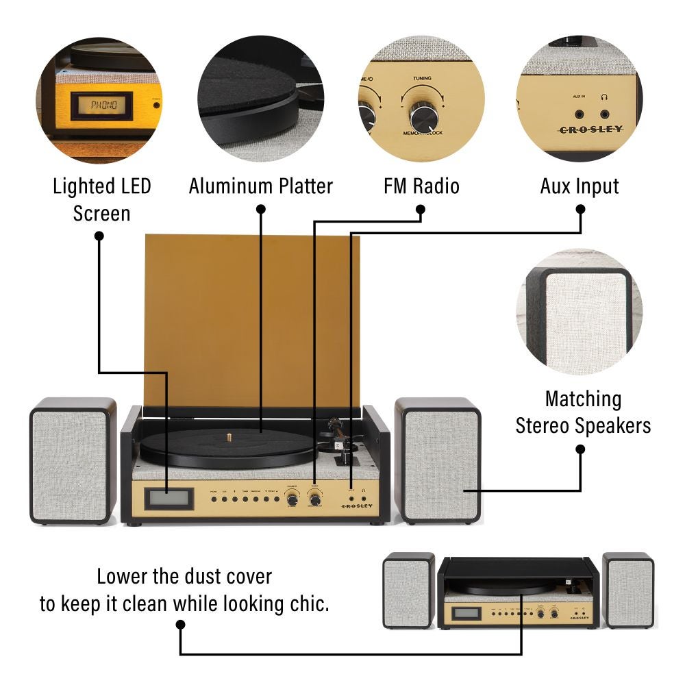 Coda Record Player With Speakers | Crosley Radio