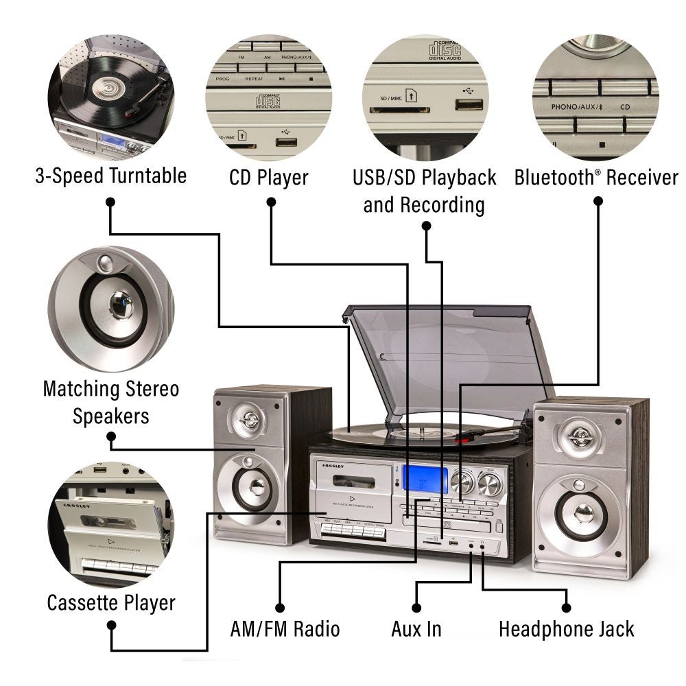 Eclipse 9-in-1 Record Player With Speakers | Crosley Radio