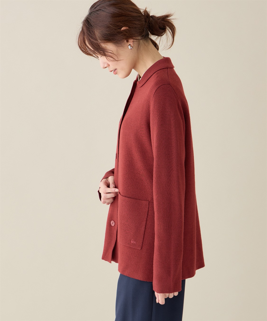 ダブルフェイス衿つきカーディガン DECOY｜クロスプラス公式通販サイト