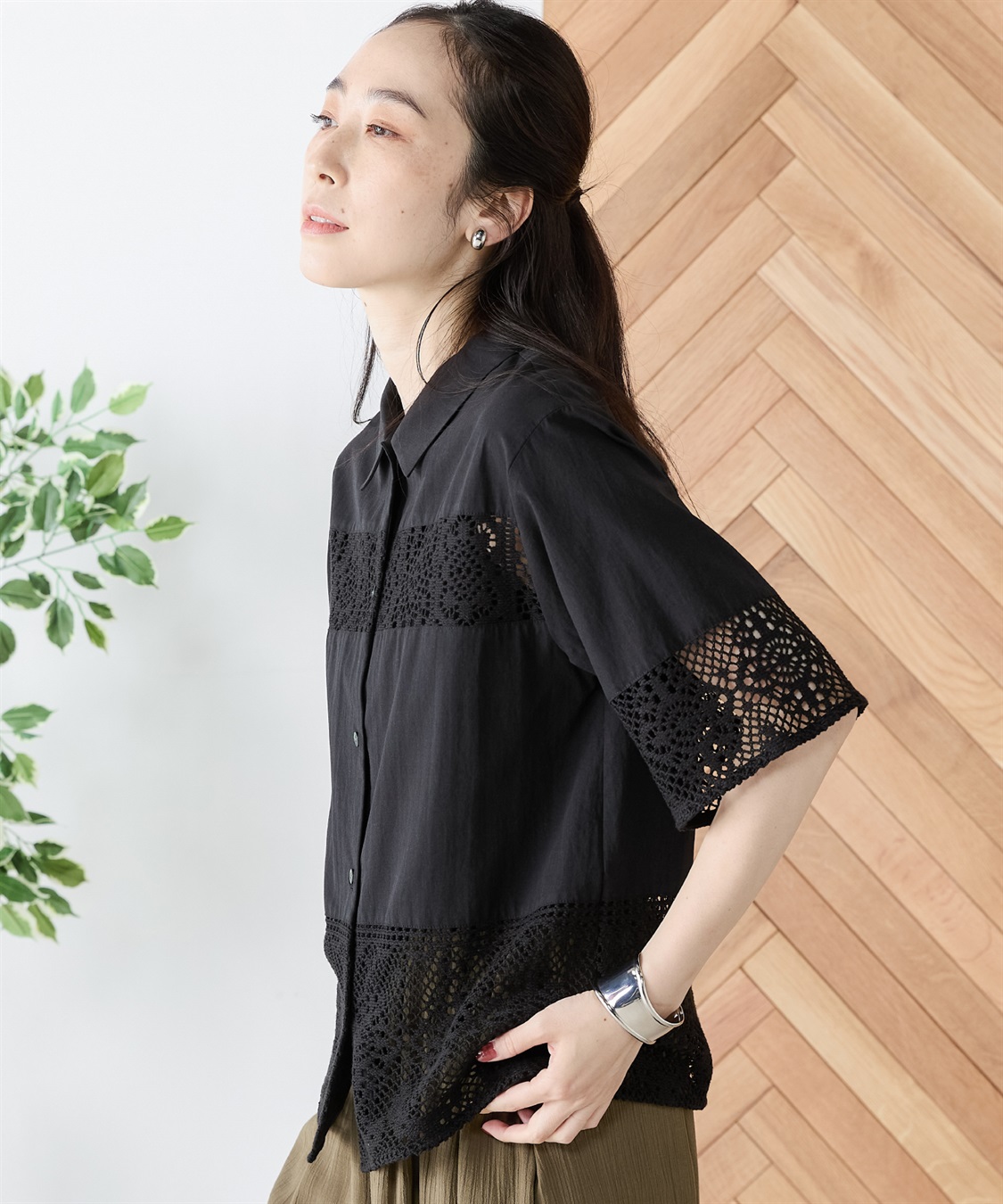 レース切替ブラウス DECOY｜クロスプラス公式通販サイト