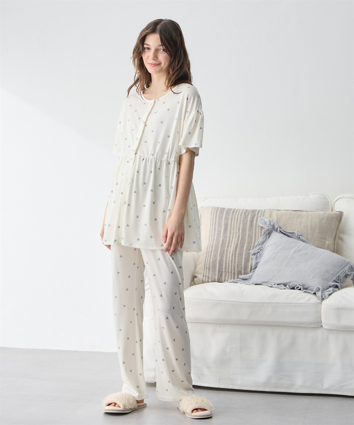 接触冷感ハート柄パジャマ Rosemadame｜クロスプラス公式通販サイト