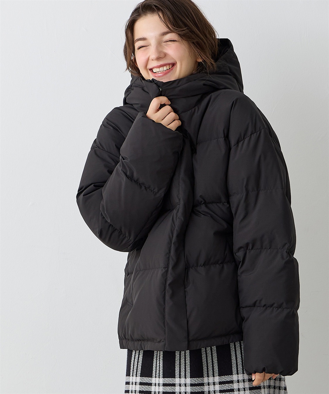 マットタフタダウンショートママコート＆ケープセット(マタニティ&授乳