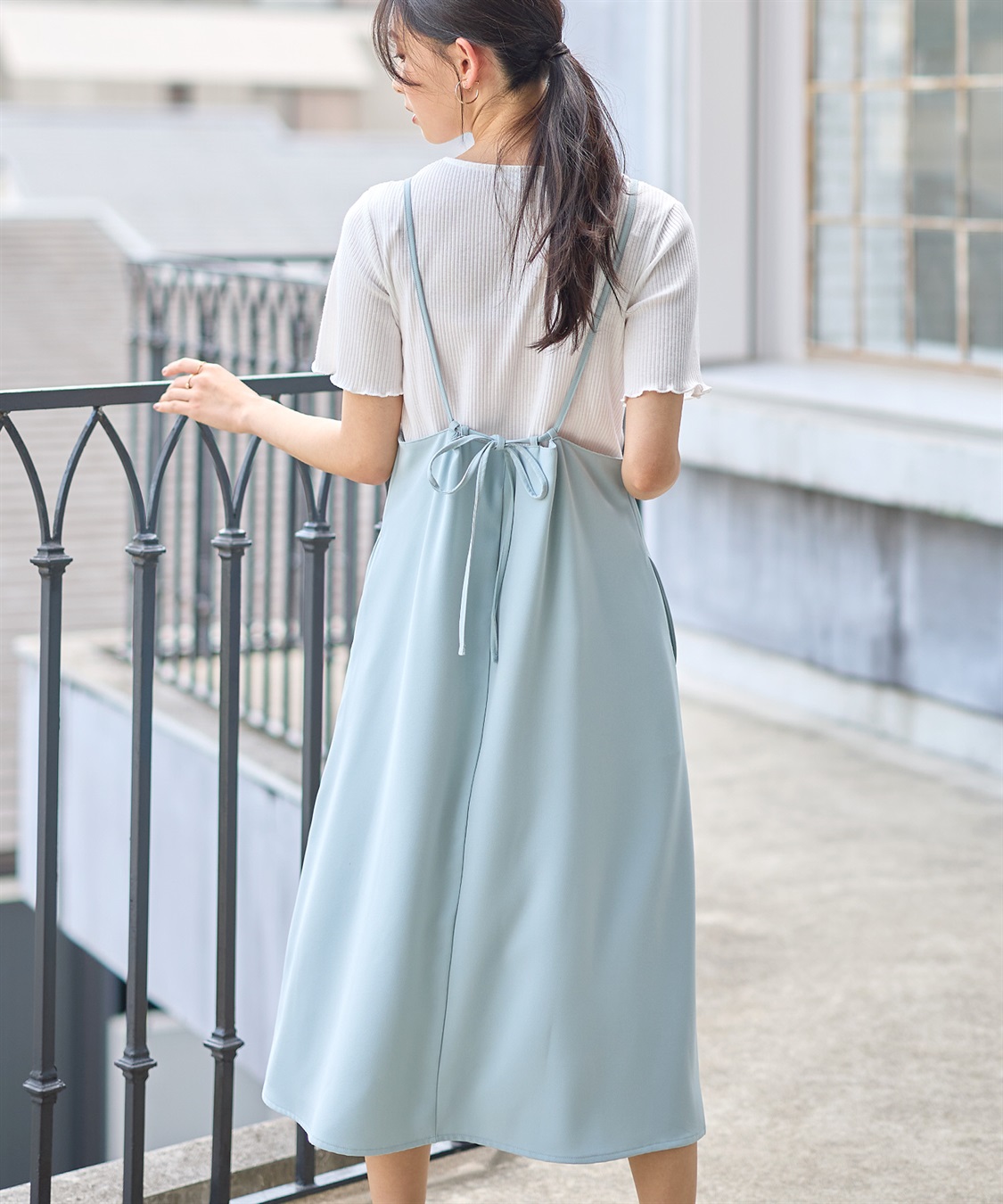 セット】サテンキャミワンピース×テレコメロウカットソー Rosemadame