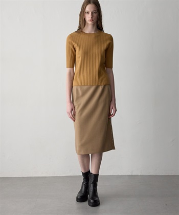 ウールジャージー配色ステッチタイトスカート 49AV JUNKO SHIMADA