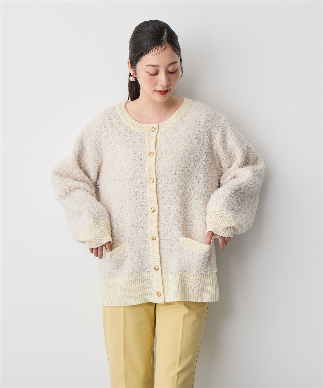 anyfee/プラスサイズ】リボンヤーンニットカーディガン Life Style by