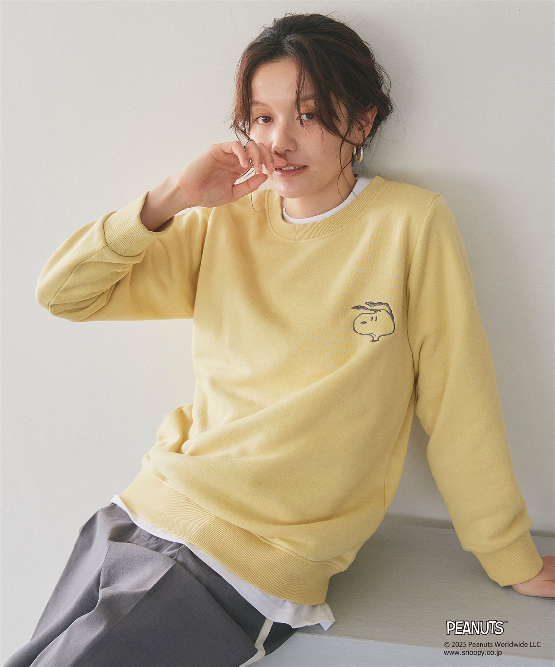 PEANUTS/ピーナッツ】SNOOPY/スヌーピー刺繍デザイン裏起毛スウェット
