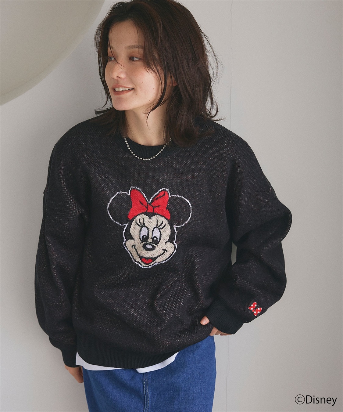 Disney/ディズニー】Minnie Mouse/ミニーマウス/ジャガードニットプル