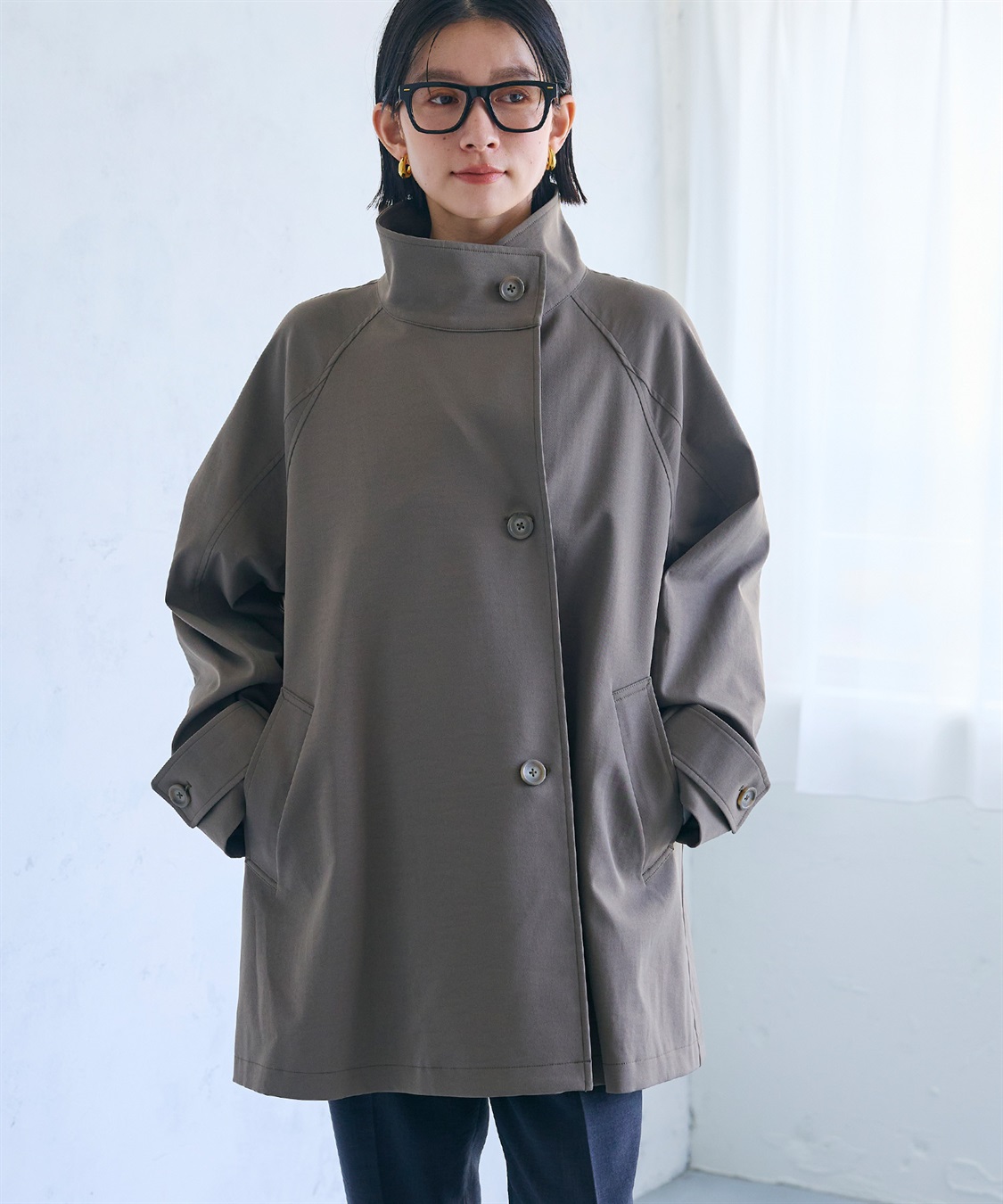 洗える》アクティかる テントラインミドルトレンチコート CROSS