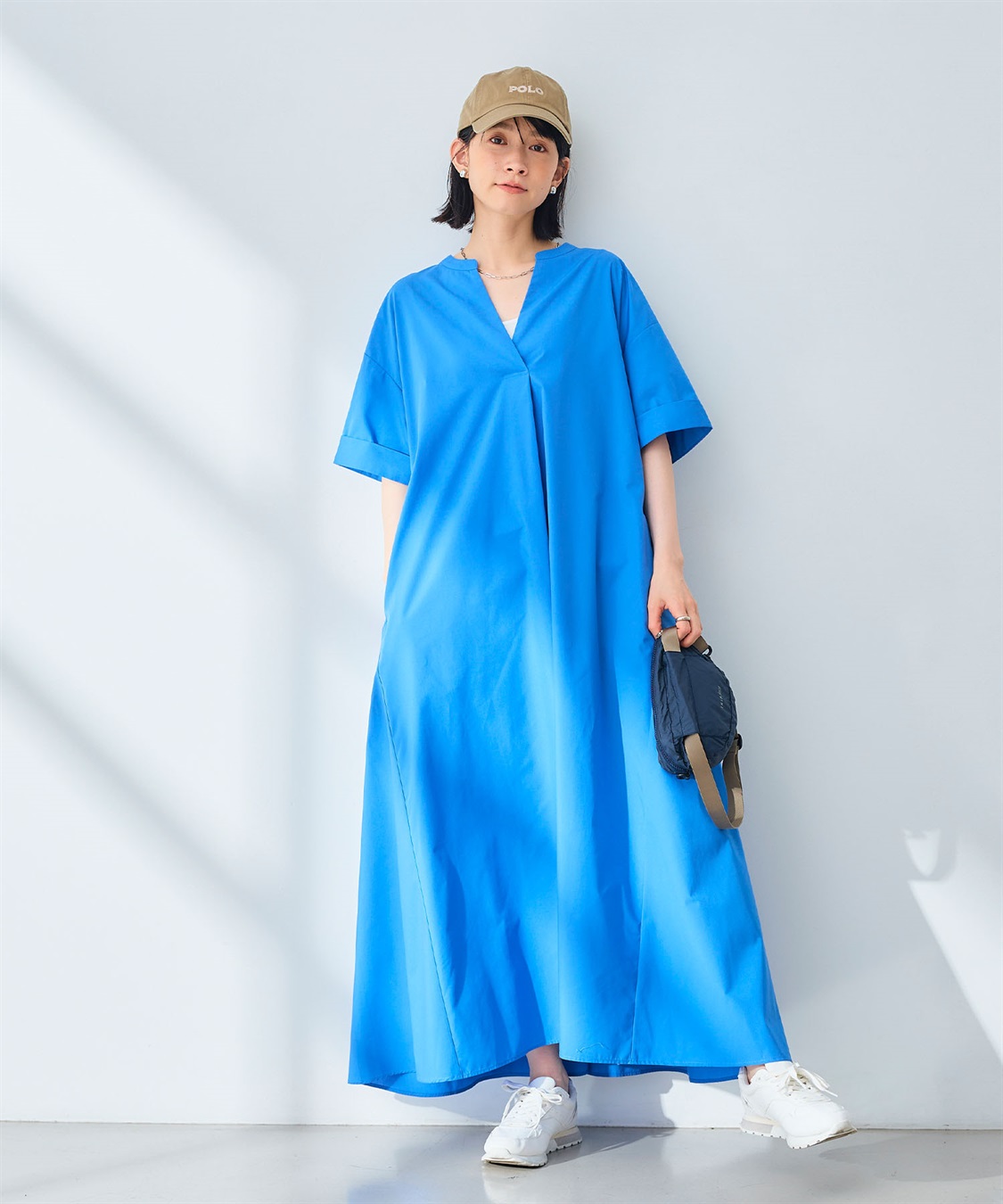 シワになりにくい》エブ楽 ブロードバックデザインワンピース CROSS